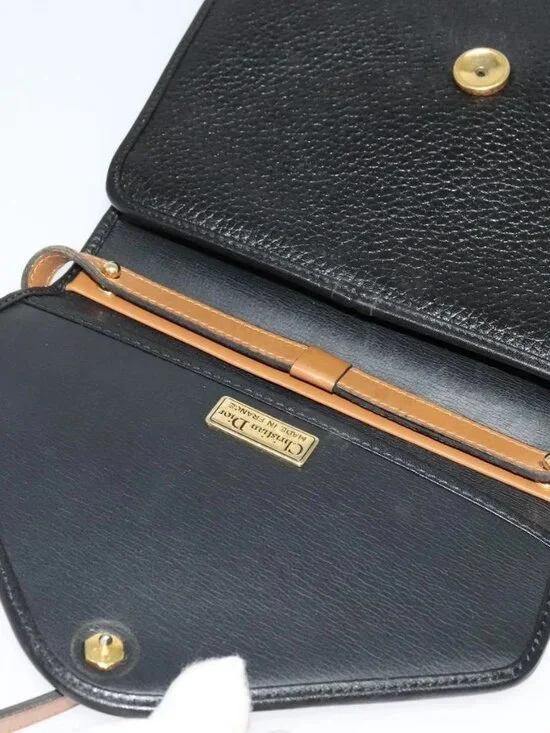 Christian Dior Shoulder Bag Leather Black Gold Auth BA2043 - Picture 10 of 16